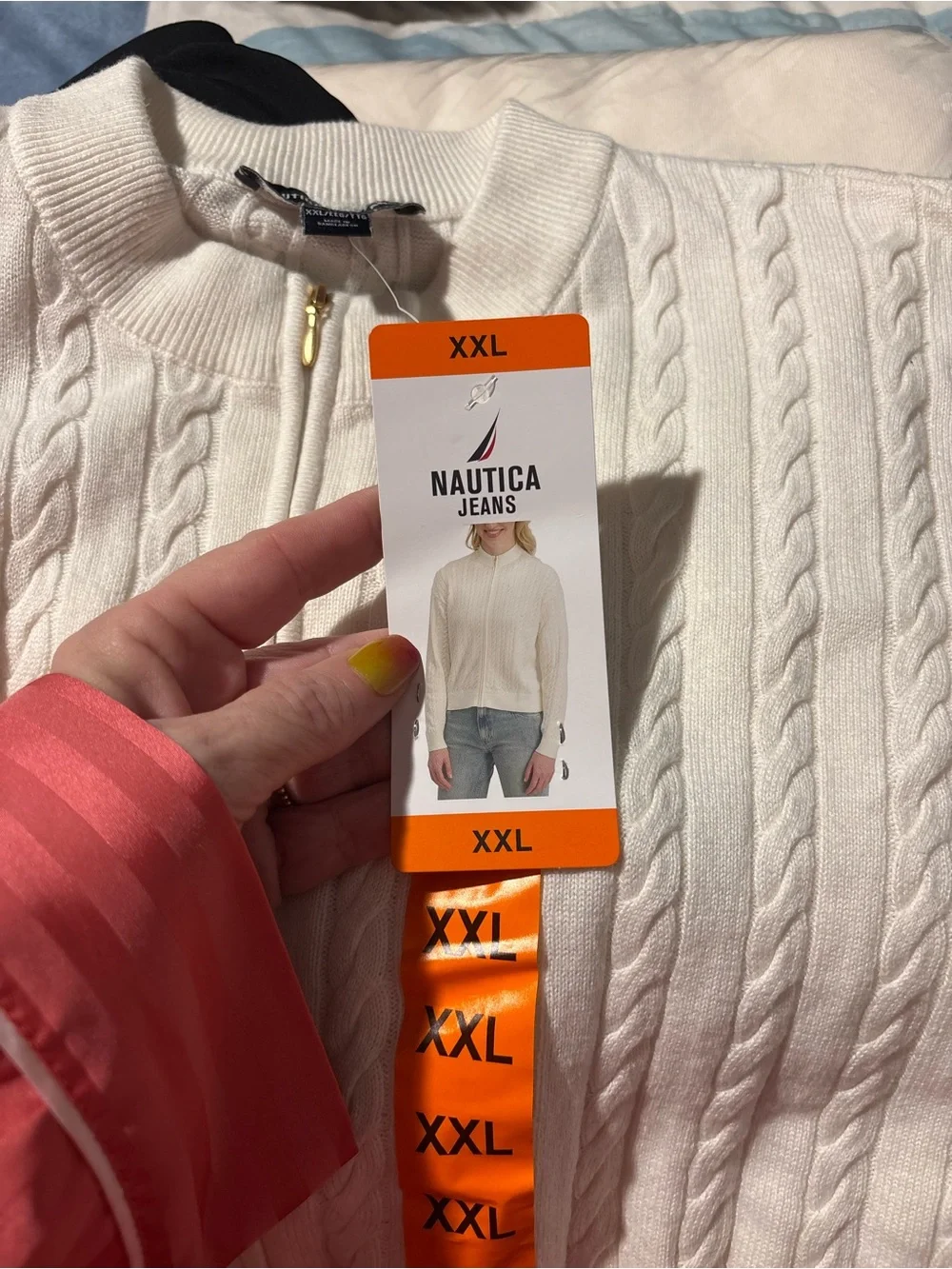 Nautica Jeans Women's Cable Knit Full Zip Sweater - Picture 5 of 7